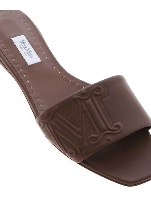 Flat leather slides shop online: Max Mara
