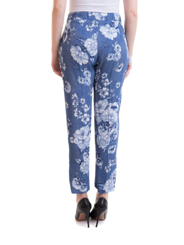 Floral print crop cigarette trousers shop online: VIA DELLE PERLE