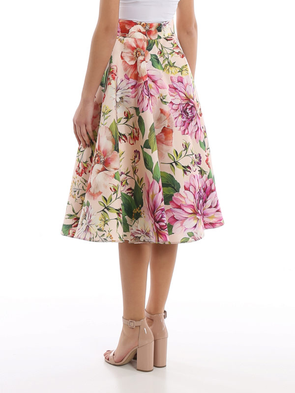 Floral printed silk skirt shop online: DOLCE & GABBANA