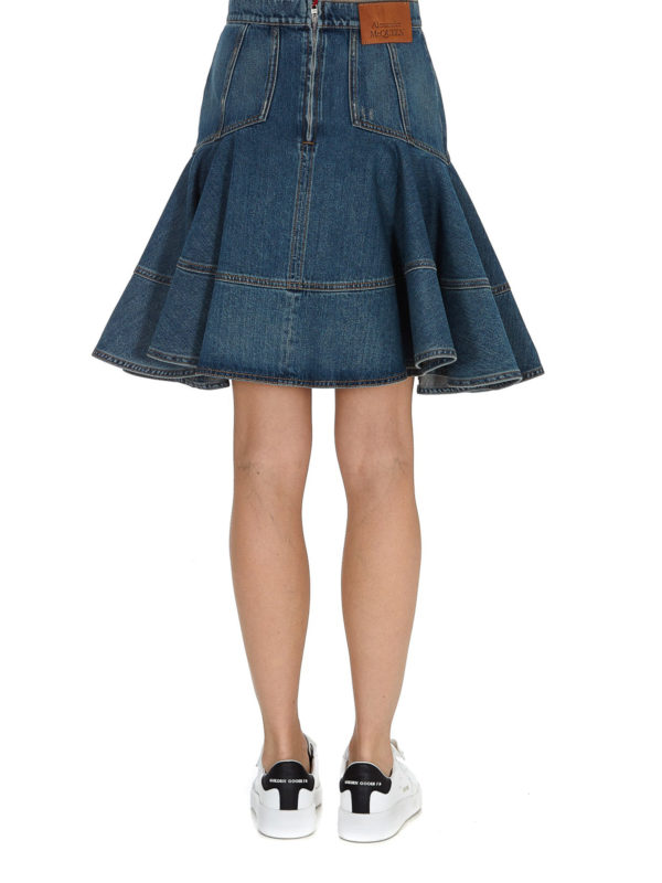 膝丈/ミディスカート - ミディアムウォッシュ shop online: ALEXANDER MCQUEEN