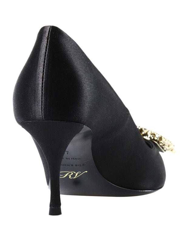 Flower Strass buckle satin pumps shop online: ROGER VIVIER