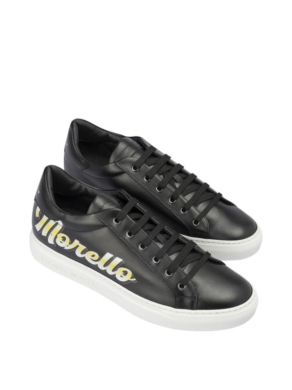 FRANKIE MORELLO: trainers online - Logo print black leather sneakers