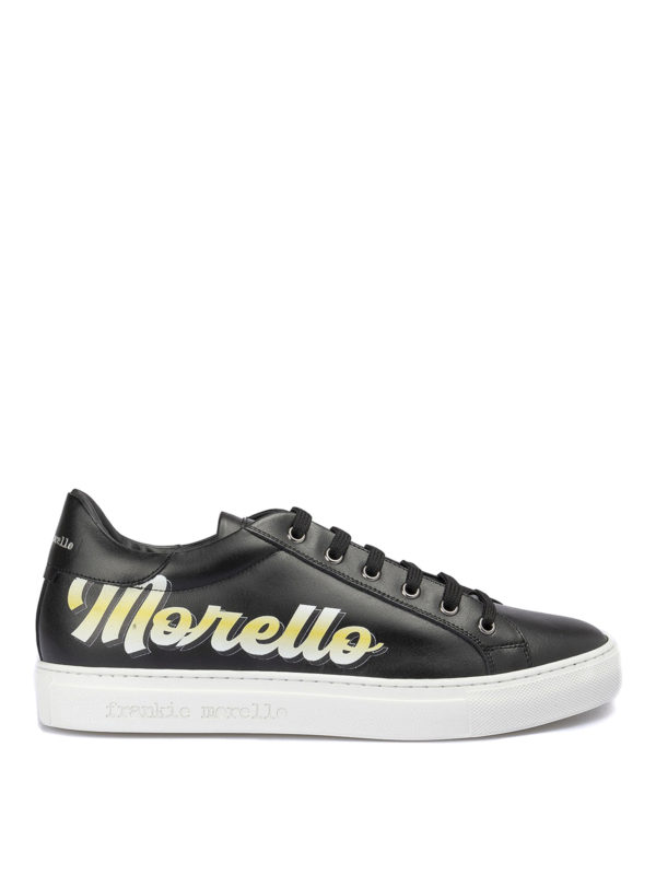 FRANKIE MORELLO: trainers - Logo print black leather sneakers
