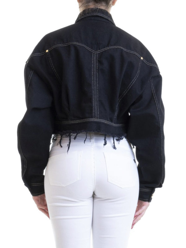 Frayed denim cropped jacket shop online: VERSACE JEANS