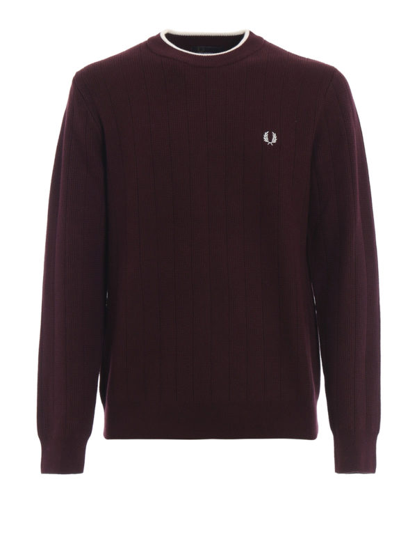 FRED PERRY: Strickpullover mit Rundhalsausschnitt - Rundhalspullover - Bordeaux