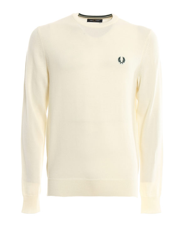 FRED PERRY: Strickpullover mit Rundhalsausschnitt - Rundhalspullover - Weiß