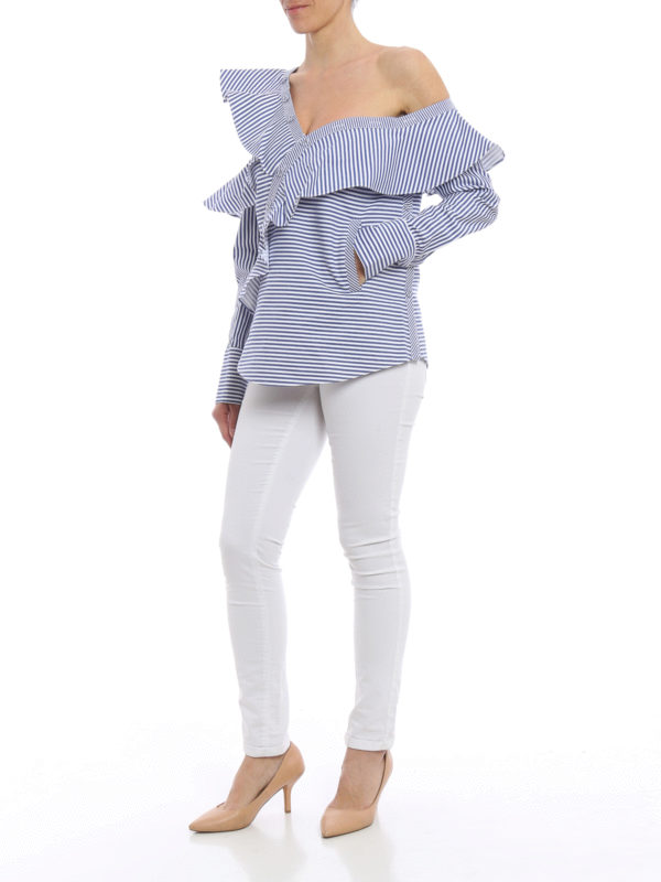 Frilled asymmetric shirt shop online: Self Portrait