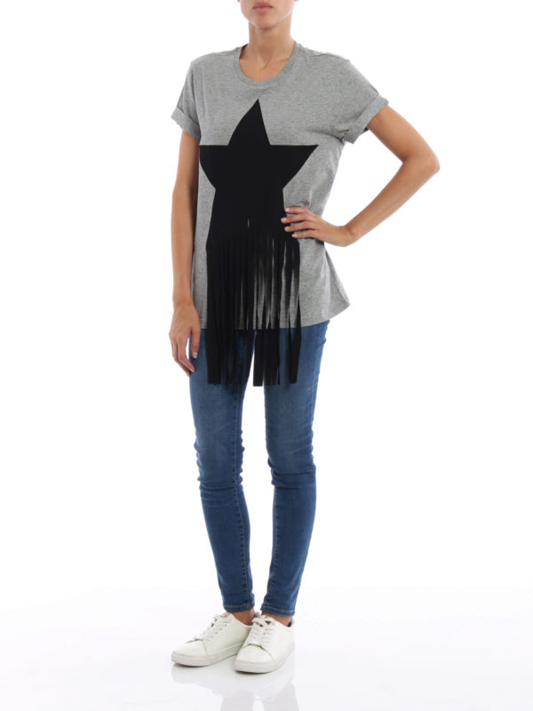 Fringed star patch T-shirt shop online: STELLA McCARTNEY
