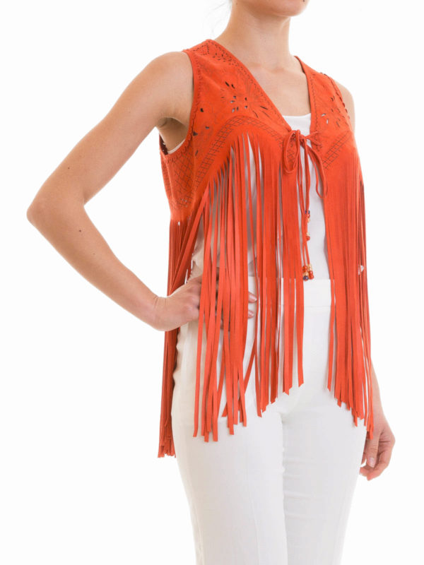 Fringed suede waistcoat shop online: ROBERTO CAVALLI