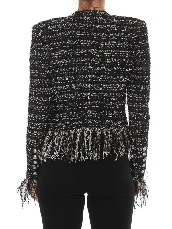 Fringed tweed jacket shop online: Balmain