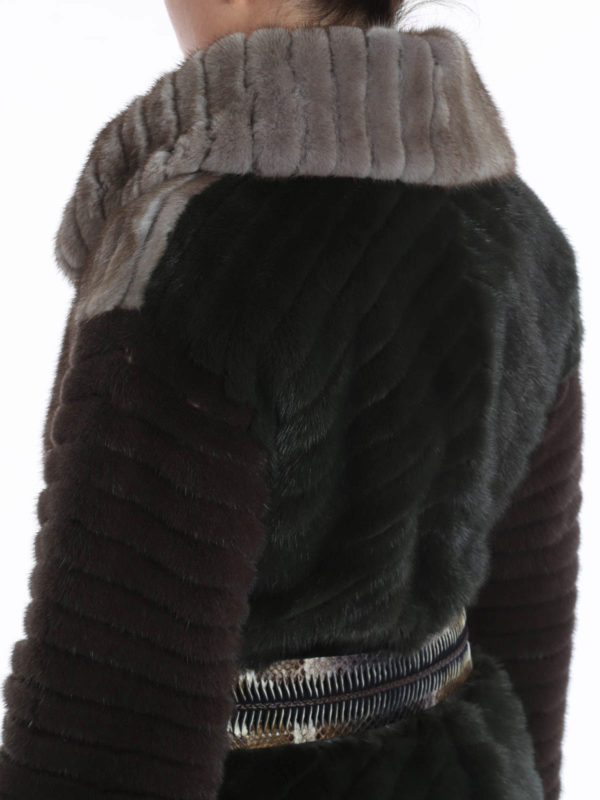 Fur & Shearling Coats shop online Mink fur and python belt coat