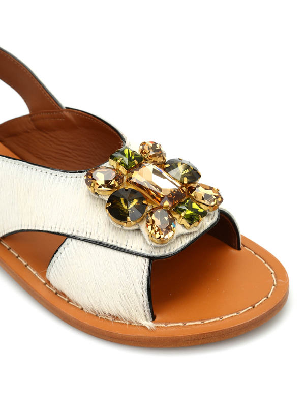 Fur cow hair jewel sandals shop online: Marni
