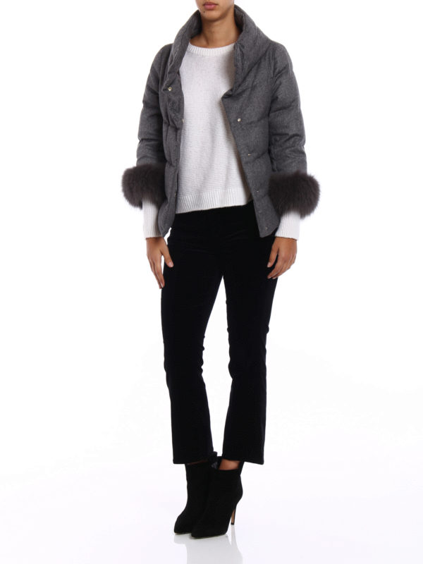 Fur cuffs cashmere padded jacket shop online: HERNO