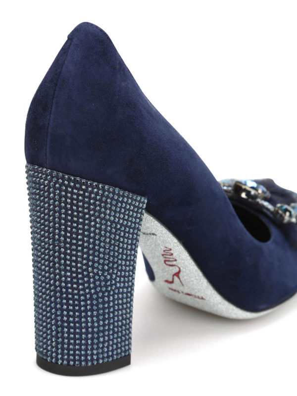 Fur insert jewel suede pumps, image 4 of 5