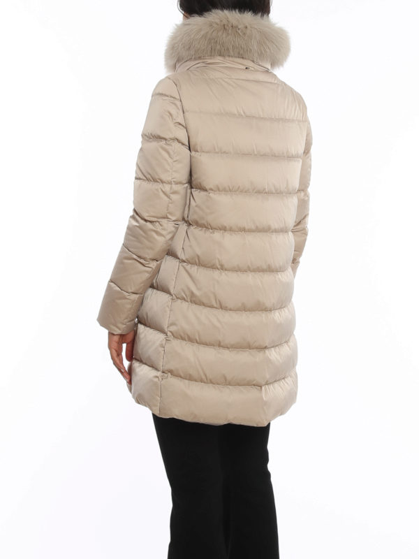 Fur trim tech taffeta puffer coat shop online: HERNO