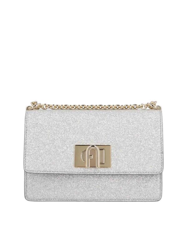 FURLA: cross body bags - 1927 mini crossbody bag in silver color