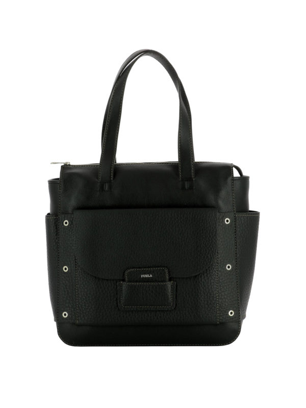 FURLA: shoulder bags - Adele black leather small bag