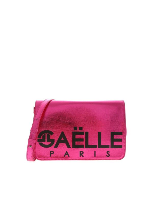 Clutches Gaelle Paris - Logo laminated clutch bag in fuchsia -  GBDA1861FUCSIA