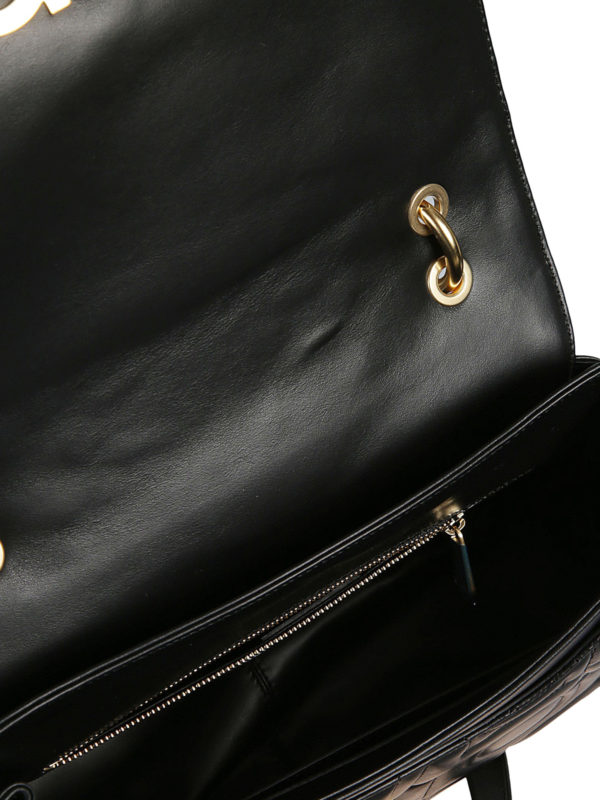 کیف دوشی Salvatore Ferragamo - Gancini black quilted leather shoulder bag -  21H154700414