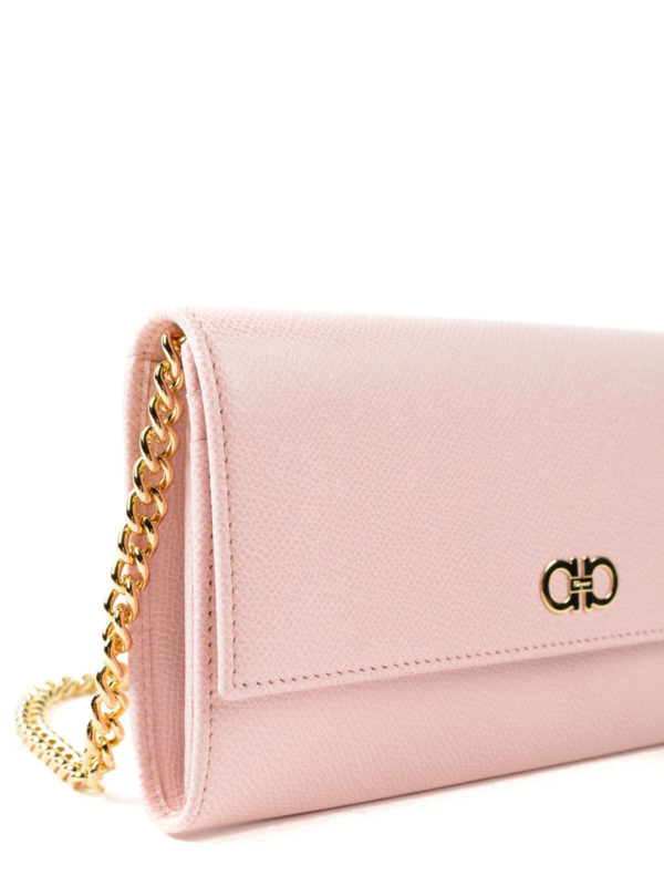 Gancini pink leather wallet bag shop online: SALVATORE FERRAGAMO