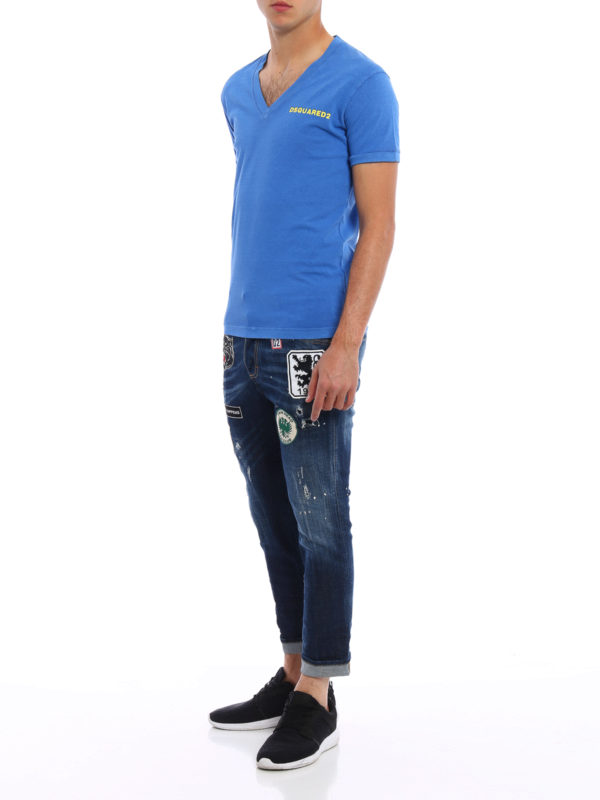 Garment dyed V-neck Tee shop online: DSQUARED2
