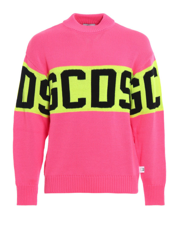 GCDS: Strickpullover mit Rundhalsausschnitt - Rundhalspullover - Rosa