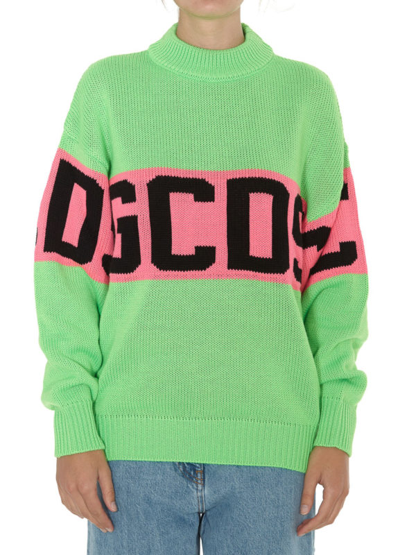 GCDS: Strickpullover mit Rundhalsausschnitt online - Rundhalspullover - Grün