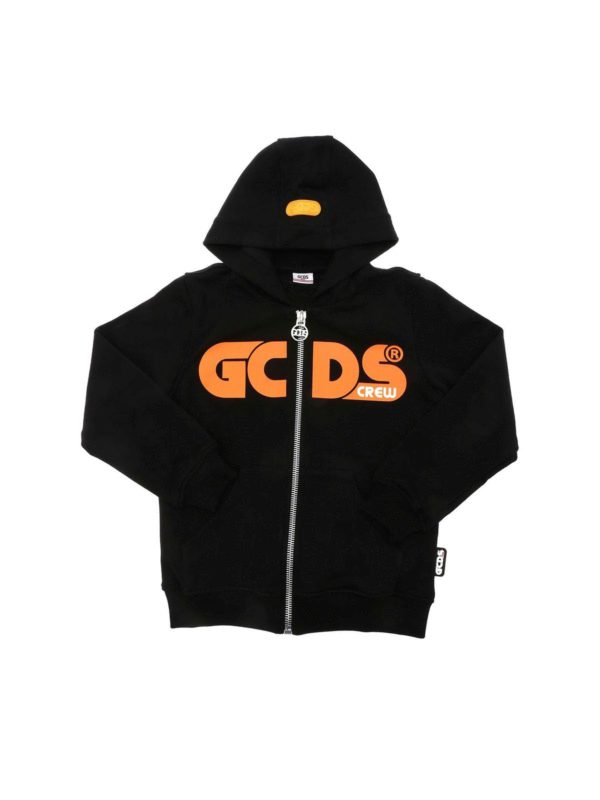 GCDS: Sweatshirts & Sweaters - Neon logo sweatshirt in black