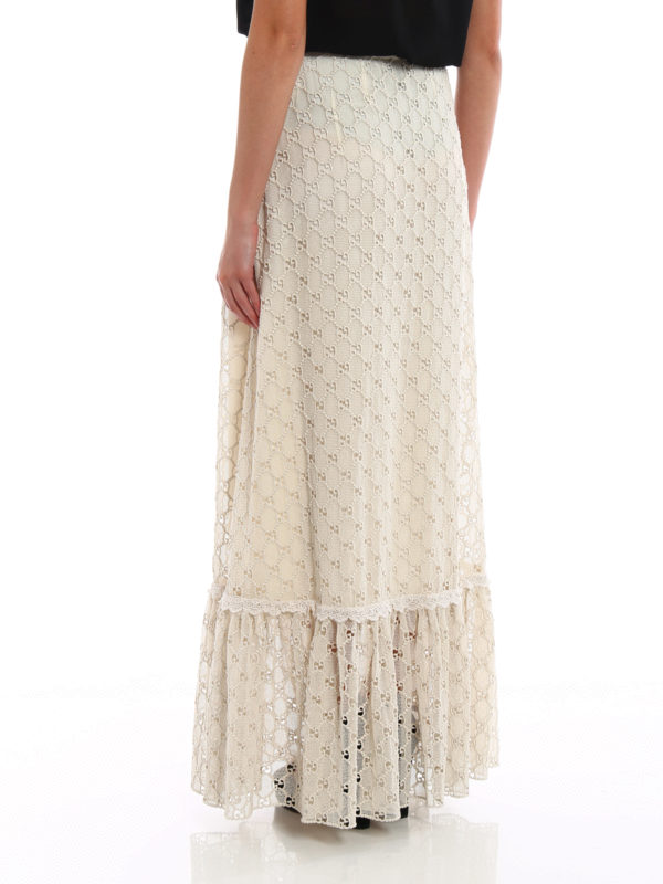 GG macrame lined long skirt shop online: GUCCI