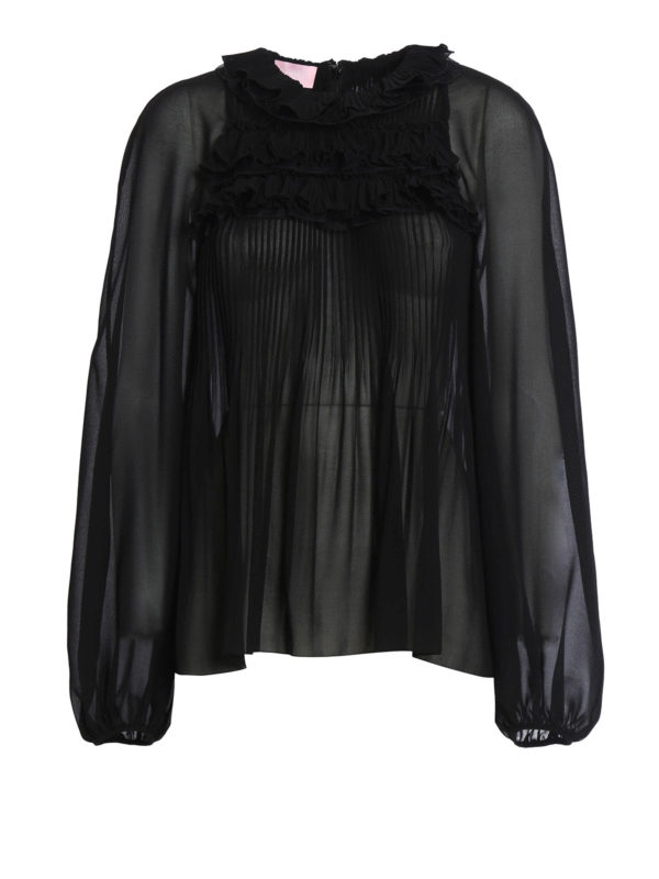GIAMBA: blouses - Ruched pleated blouse