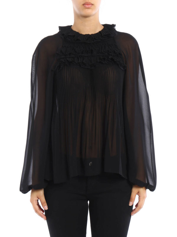 GIAMBA: blouses online - Ruched pleated blouse