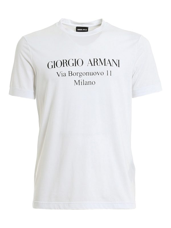 GIORGIO ARMANI: t-shirts - Logo print cotton jersey T-shirt