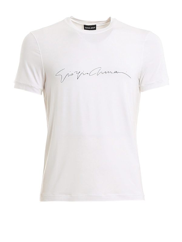 GIORGIO ARMANI: t-shirts - Signature print T-shirt