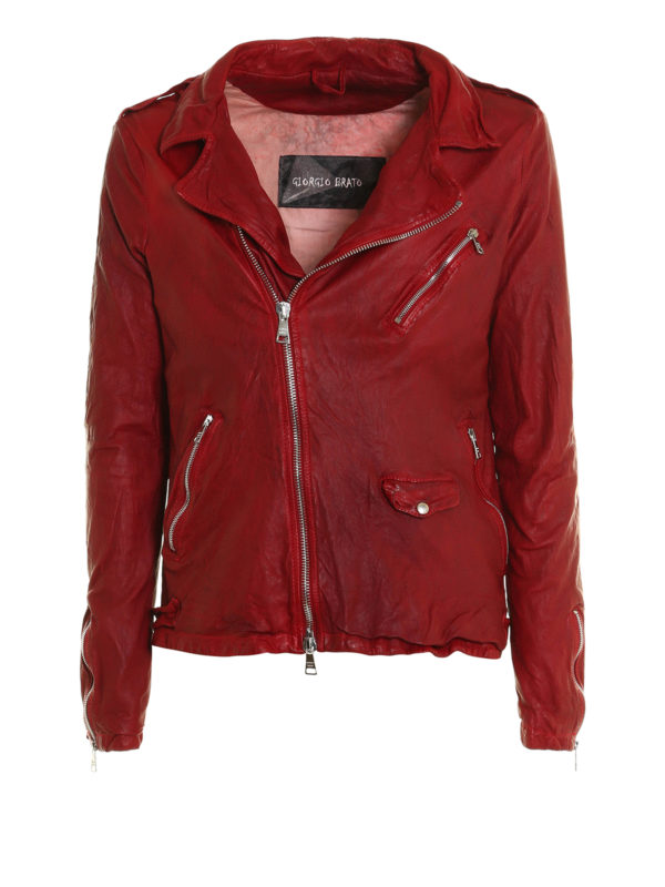 GIORGIO BRATO: leather jacket - Creased leather  jacket