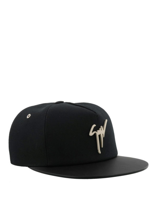 GIUSEPPE ZANOTTI: hats & caps - Black Kenneth baseball cap