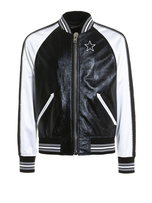 GIVENCHY: bombers - Satin sleeved leather bomber