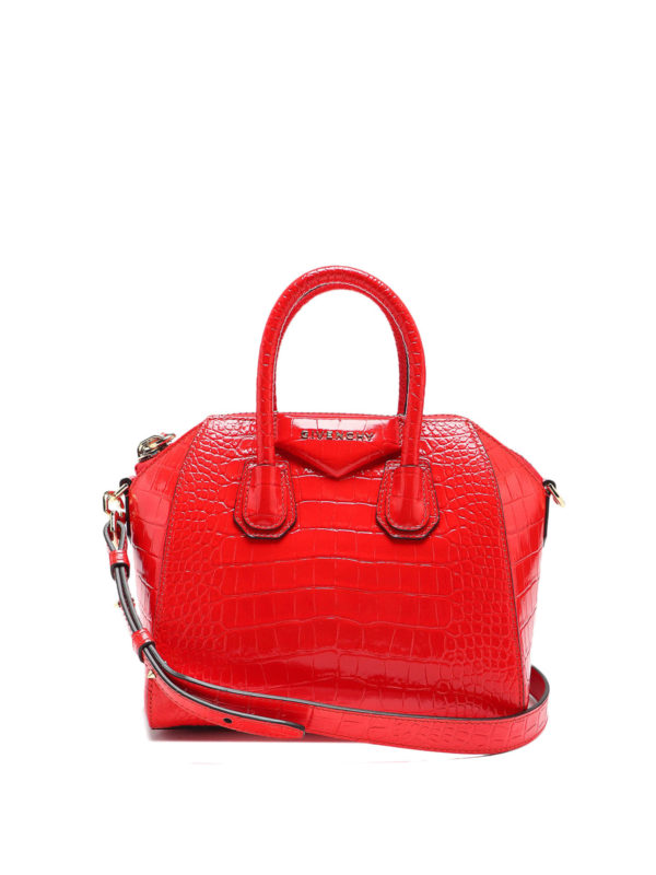 GIVENCHY: bowling bags - Antigona mini croco print bag
