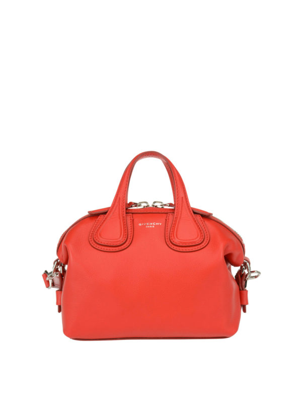 GIVENCHY: bowling bags - Micro Nightingale red leather bag