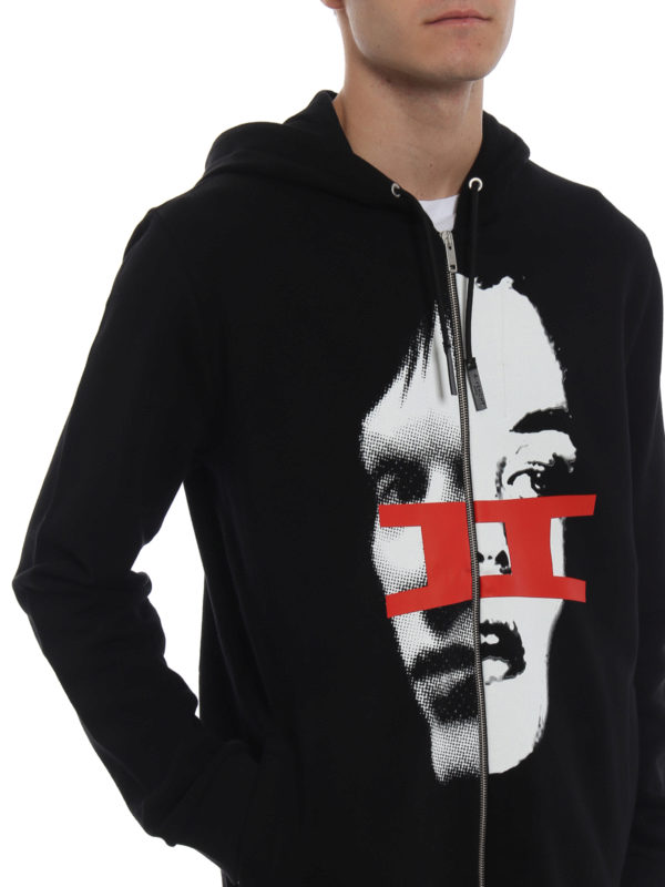 Givenchy Gemini faces slim zip hoodie - Black - Men|BM70EJ306C001 Givenchy Gemini faces slim zip hoodie - Black - Men|BM70EJ306C001
