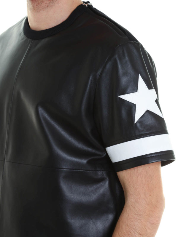 GIVENCHY buy online Leather and scuba T-shirt