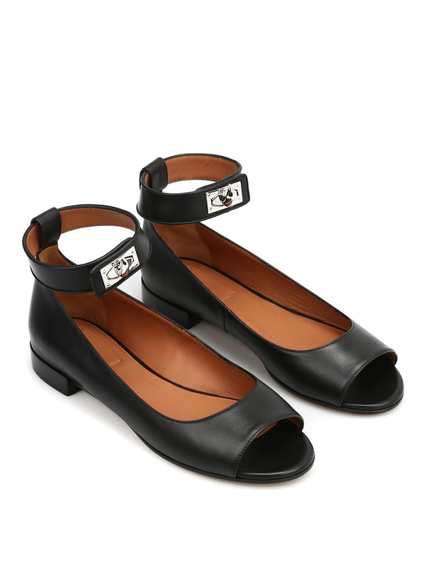 GIVENCHY: flat shoes - Leather open toe flats