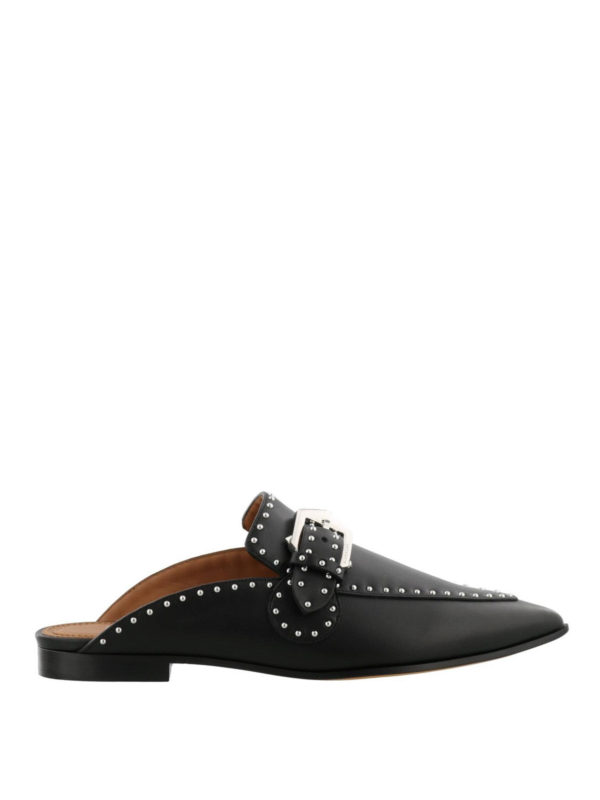 GIVENCHY: mules shoes - Studded leather pointy flat mules