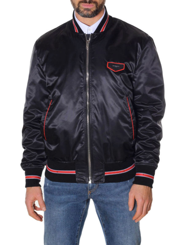GIVENCHY: bombers online - Logo patch nylon bomber jacket