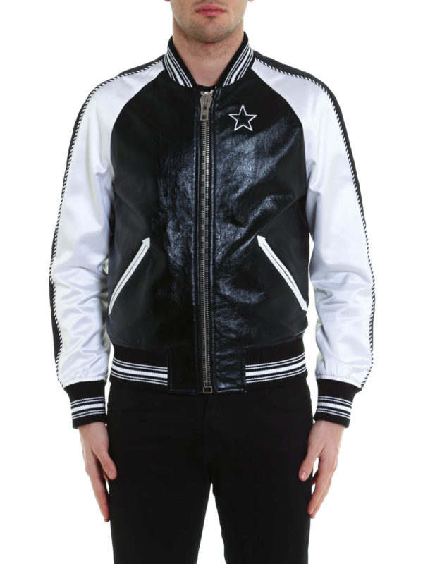 GIVENCHY: bombers online - Satin sleeved leather bomber