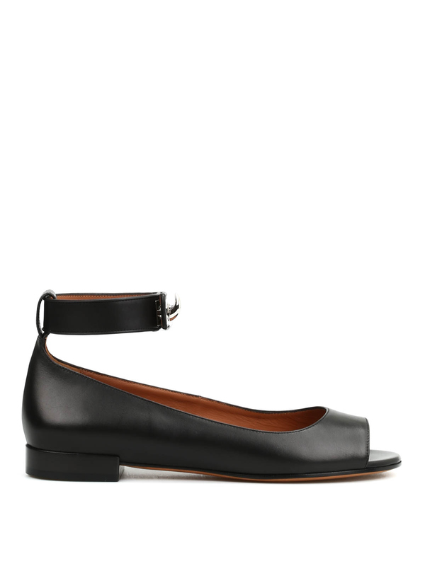 GIVENCHY: flat shoes online - Leather open toe flats