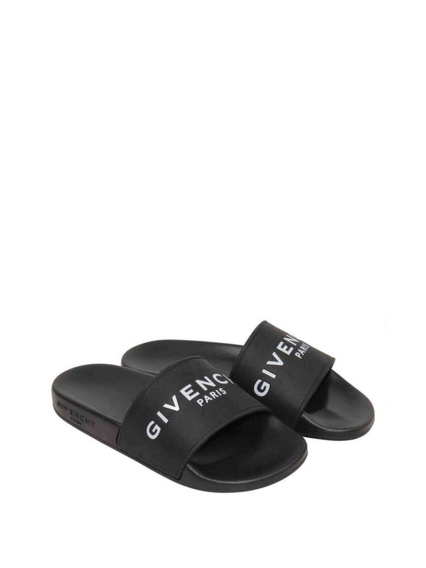 GIVENCHY: flip flops online - Logo rubber slides 