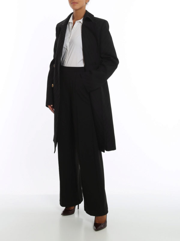 GIVENCHY: knee length coats online - Golden button detailed viscose blend coat