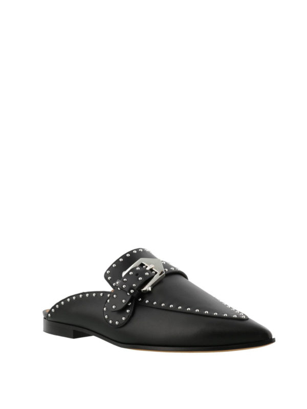 GIVENCHY: mules shoes online - Studded leather pointy flat mules