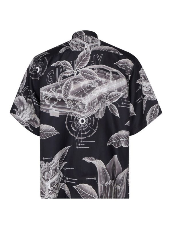 Givenchy Floral Schematics silk shirt - Black - Men|BM60NT13KA029