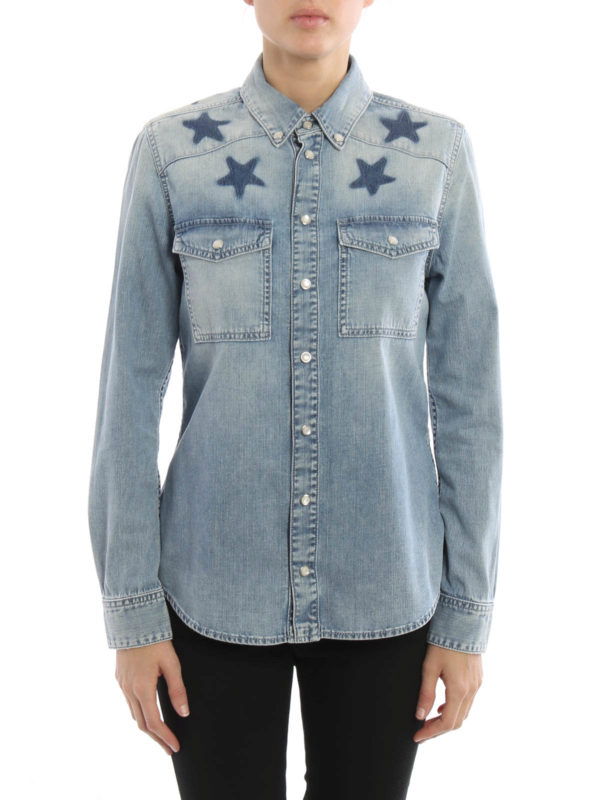 Givenchy Star detailed denim shirt - Light Wash | 6513611400